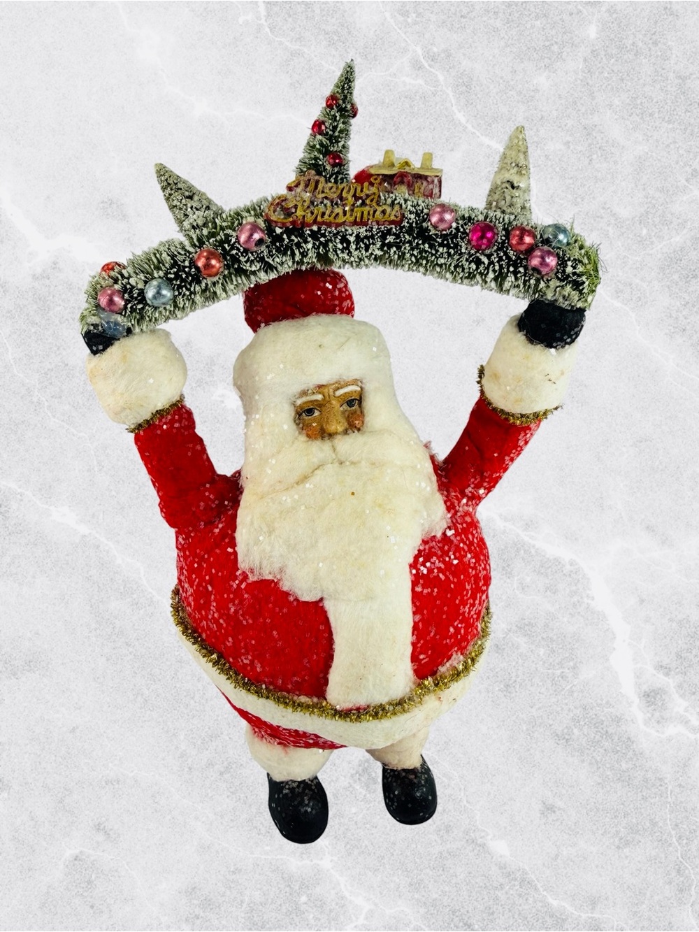 Vintage Bethany Lowe Red Santa Claus Decor Merry Christmas Tree Garland Ornament